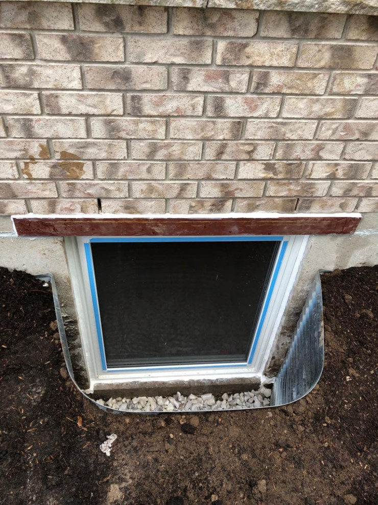 inverted steel lintel below grade egress window
